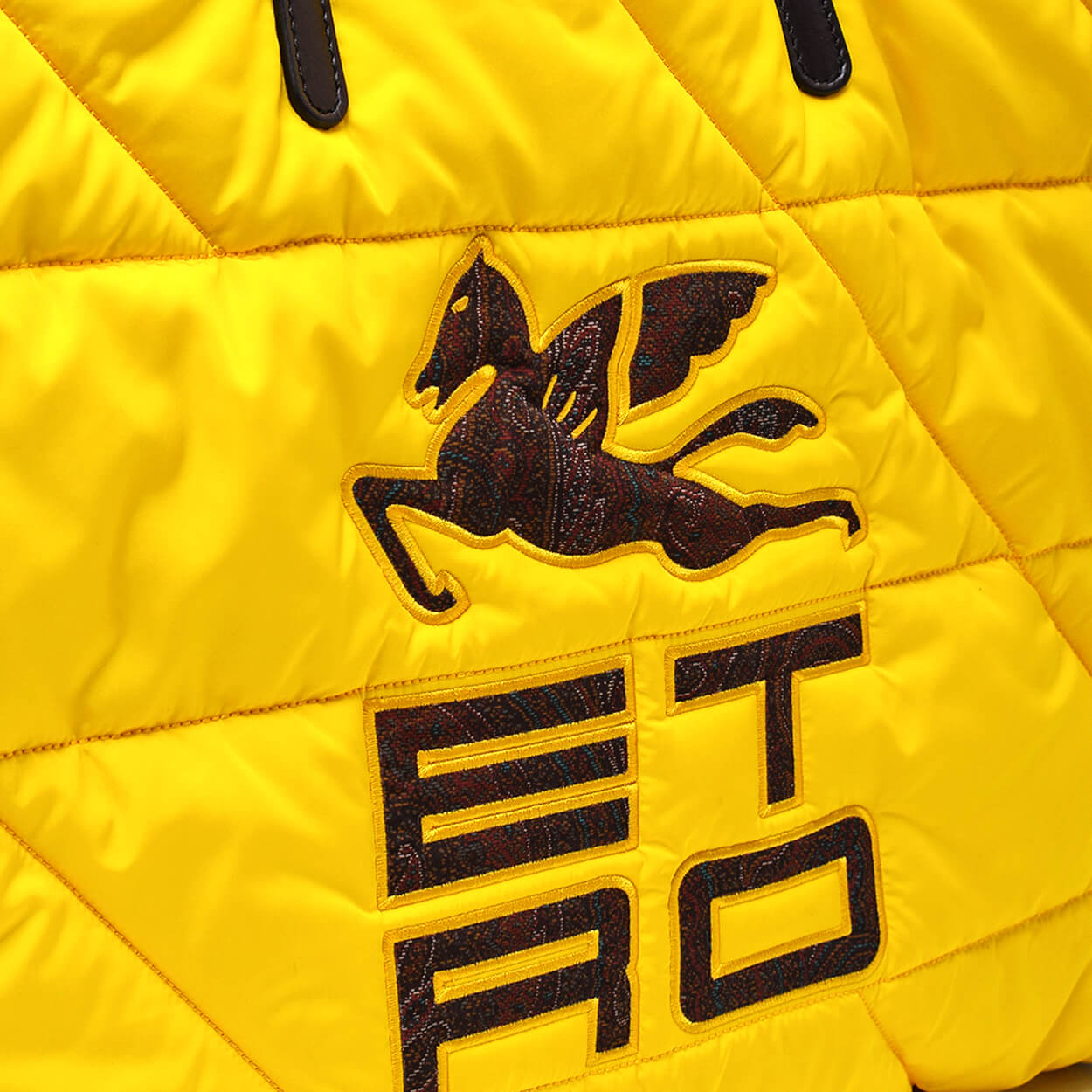 Etro - Yellow Quilted Logo Applique Padded Tote Bag